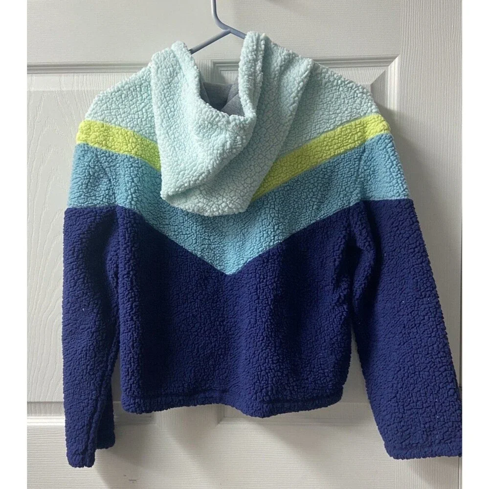 Justice Fleece Quarter Zip Sweater Girl 14 Sherpa Multi Pullover Colorblock
